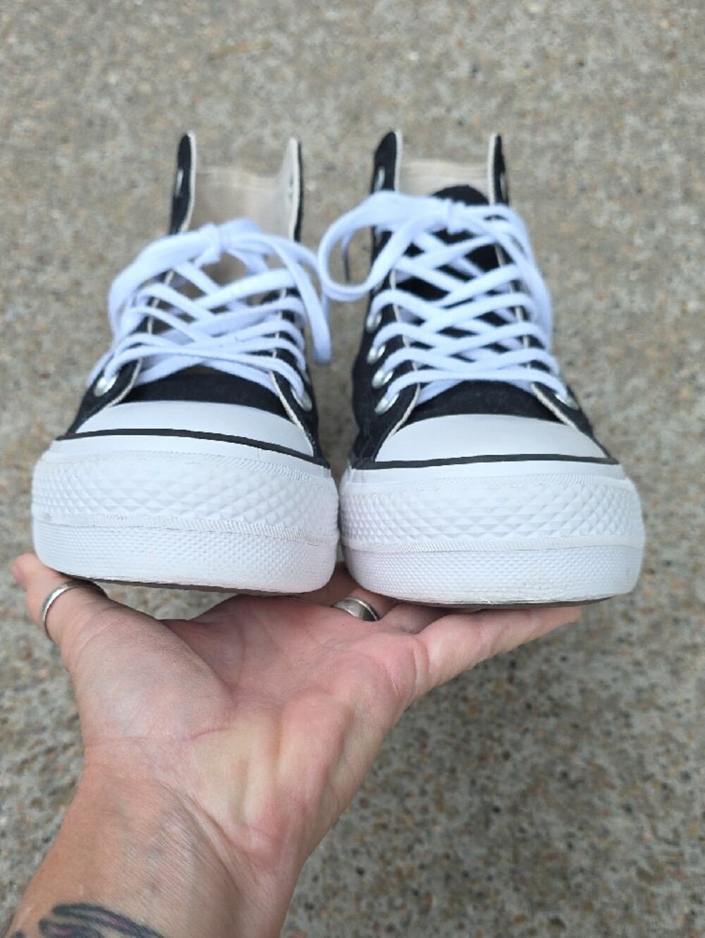 Converse All Star Black Lift Platform High Top Canvas Sneakers Size 9.5 - Picture 8 of 11